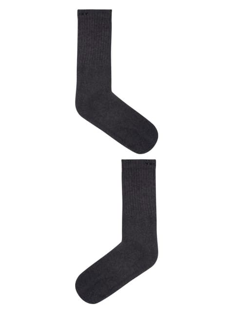 Men's Compact Cotton Terry Crew Length Socks With Stay Fresh Treatment - Charcoal Melange