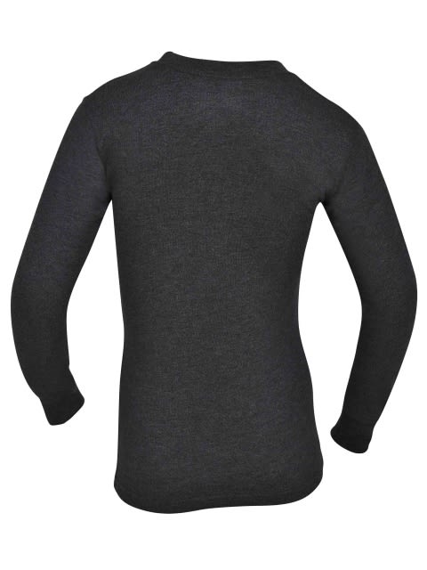 Unisex Kid's Super Combed Cotton Rich Full Sleeve Thermal Undershirt with Stay Warm and Stay Fresh Treatment - Charcoal Melange