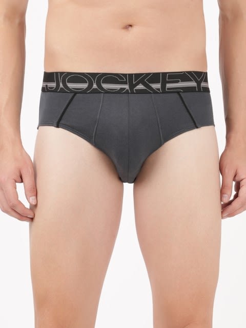 Men's Super Combed Cotton Solid Brief with Ultrasoft Waistband - Graphite