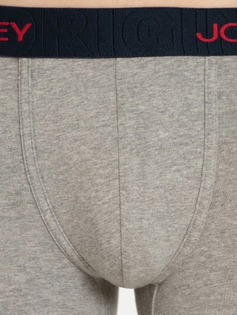 Men's Super Combed Cotton Elastane Stretch Solid Trunk with Ultrasoft Waistband - Grey Melange