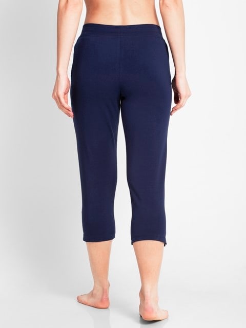 Capri Pants for Women with Pocket & Drawstring Closure - Imperial Blue