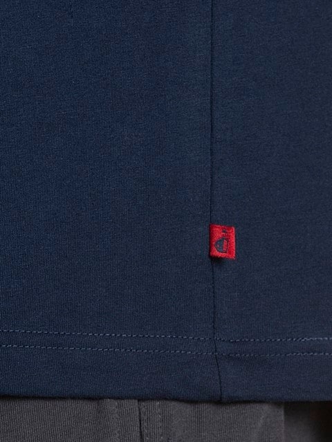 Men's Super Combed Cotton Rich Solid V Neck Half Sleeve T-Shirt - Navy
