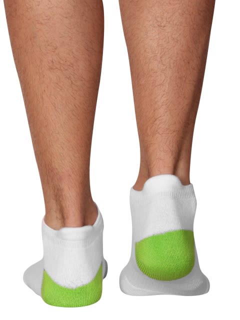 White & Performance Green Men Low Ankle Socks
