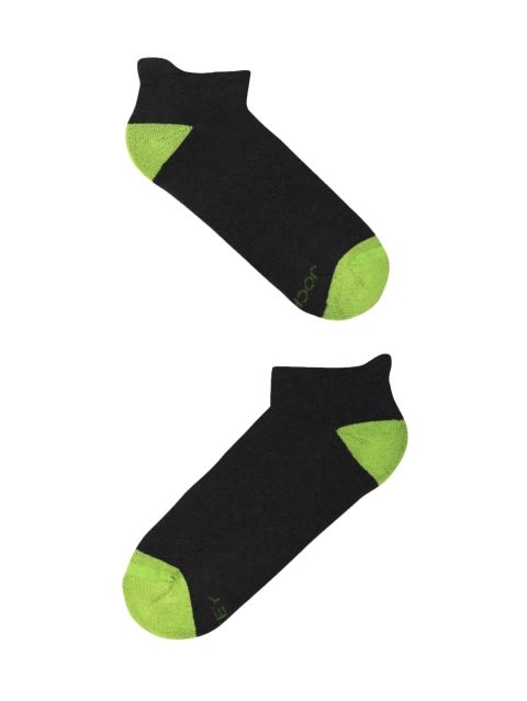 Black & Performance Green Men Low Ankle Socks