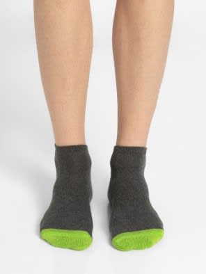 Charcoal Melange & Performance Green Men Low Ankle Socks