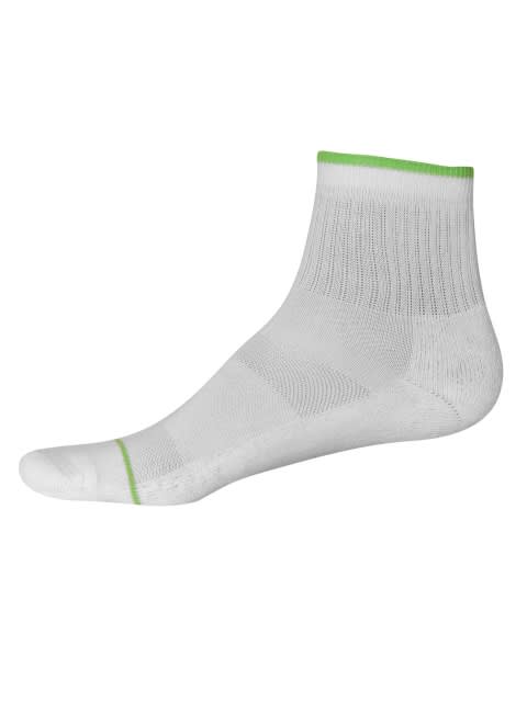 White & Performance Green Men Ankle Socks