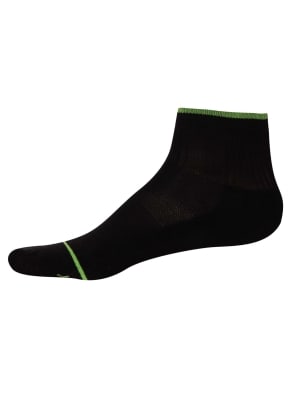 Black & Performance Green Men Ankle Socks