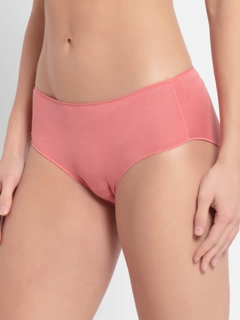 Women's High Coverage Micro Modal Elastane Stretch Mid Waist Hipster With Ultrasoft Concealed Waistband - Peach Blossom