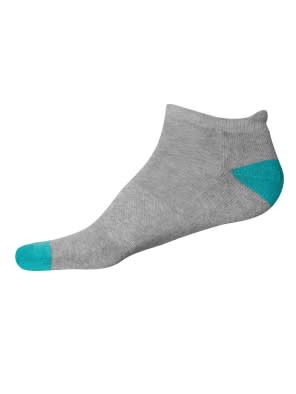 Grey Melange & Caribbean Turq Men Low Ankle Socks
