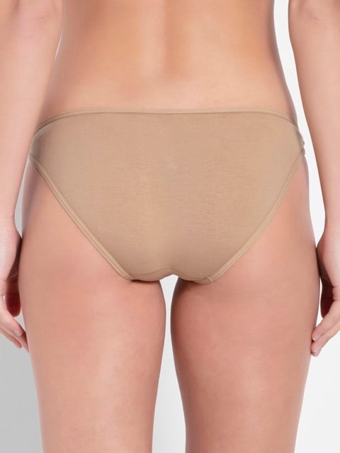 Women's Super Combed Cotton Elastane Stretch Low Waist Bikini With Concealed Waistband and StayFresh Treatment - Skin
