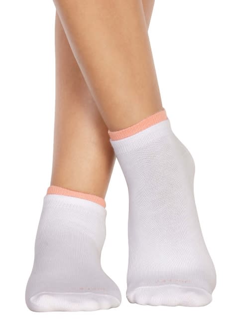 White & Apricot Blush Women Low ankle socks Pack of 2