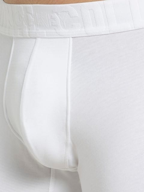 Men's Supima Cotton Elastane Stretch Solid Trunk with Ultrasoft Waistband - White