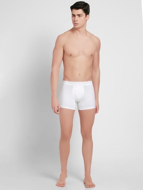 Men's Supima Cotton Elastane Stretch Solid Trunk with Ultrasoft Waistband - White