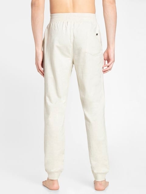 Men's Super Combed Cotton Rich Slim Fit Joggers with Side Pockets - Cream Melange