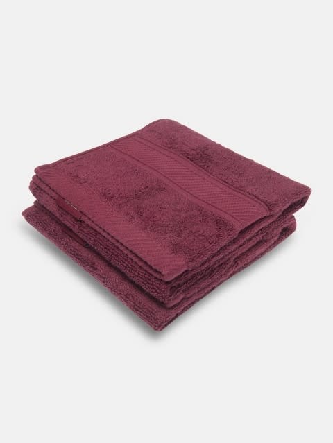 Cotton Terry Ultrasoft and Durable Solid Hand Towel - Burgundy(Pack of 2)
