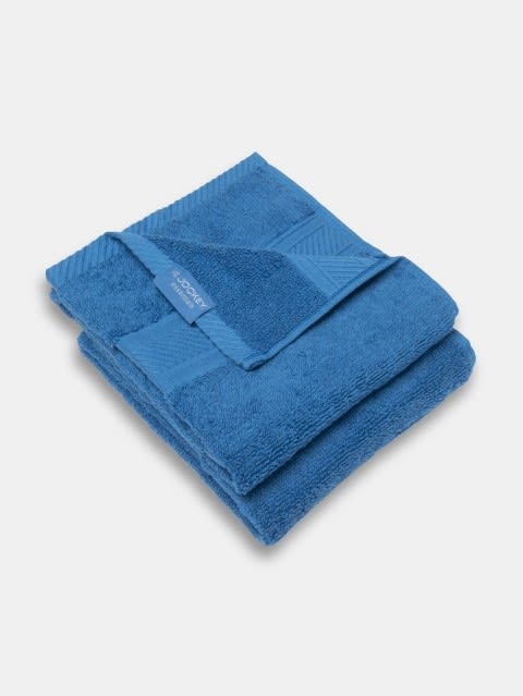 Cotton Terry Ultrasoft and Durable Solid Hand Towel - Mid Blue(Pack of 2)