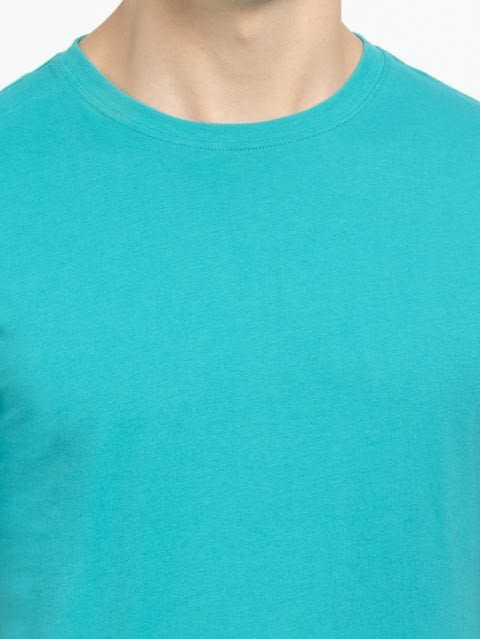 Men's Super Combed Cotton Rich Solid Round Neck Half Sleeve T-Shirt - Deep Atlantis