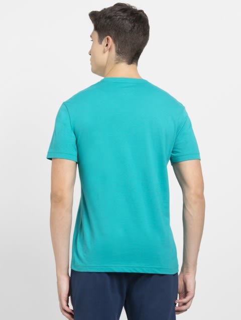 Men's Super Combed Cotton Rich Solid Round Neck Half Sleeve T-Shirt - Deep Atlantis