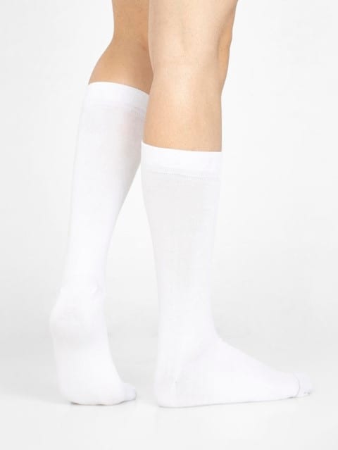 Men's Modal Cotton Stretch Crew Length Socks with Stay Fresh Treatment - White