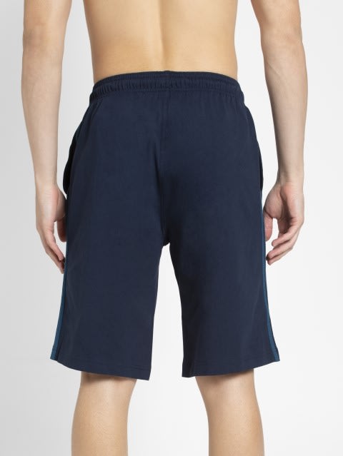 Men's Super Combed Cotton Rich Regular Fit Solid Shorts with Side Pockets - Navy & Seaport Teal