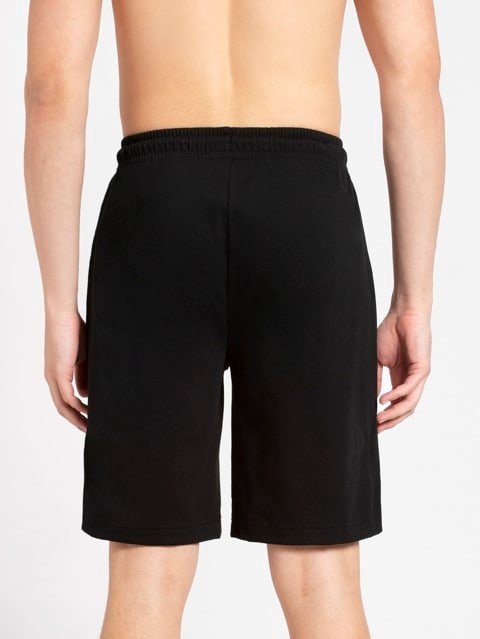 Men's Super Combed Cotton Rich Straight Fit Solid Shorts with Side Pockets - Black & Charcoal Melange