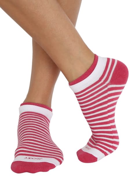 White & Raspberry Melange Women Low show socks Pack of 2