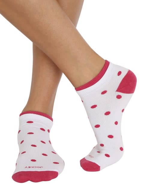 White & Raspberry Melange Women Low show socks Pack of 2