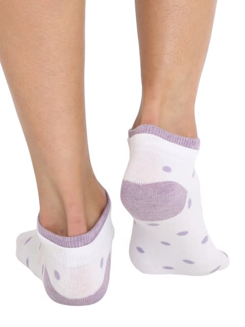 White & Lilac Melange Women Low show socks Pack of 2