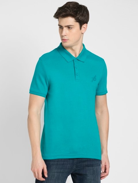 Men's Super Combed Cotton Rich Solid Half Sleeve Polo T-Shirt - Deep Atlantis