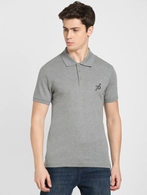 Grey Melange Sport Polo T-Shirt