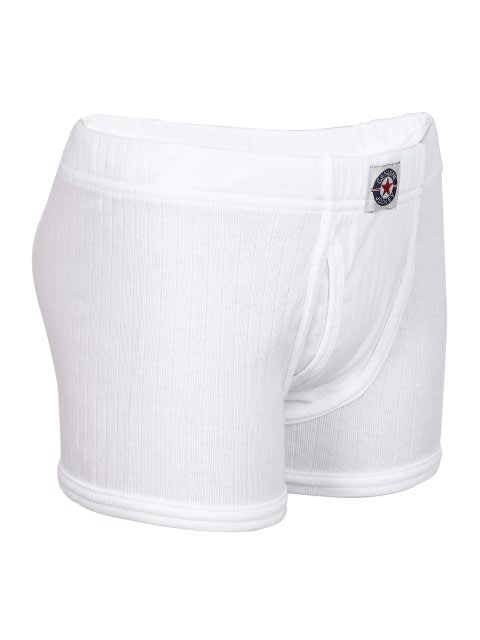 Boy's Super Combed Cotton Rib Fabric Solid Trunk with Front Open Fly and Ultrasoft Waistband - White(Pack of 2)