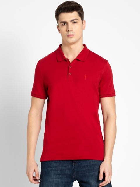 Regular Fit Half Sleeve Polo T-Shirt for Men - Shanghai Red