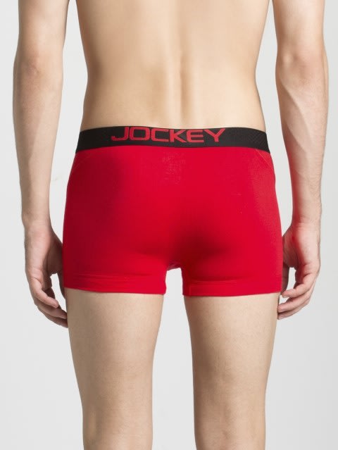 Modern Solid Trunks for Men with Double layer Contoured Pouch - Zone Red