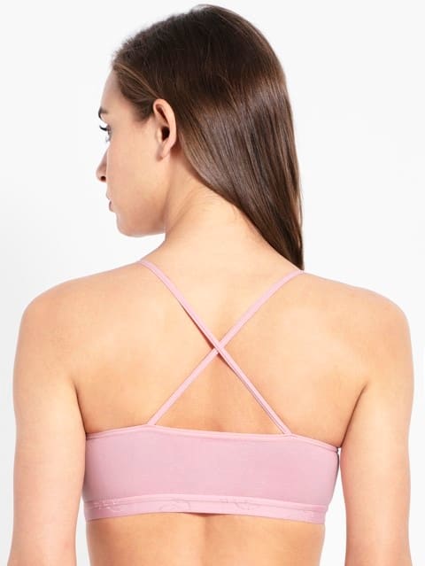 Women's Super Combed Cotton Elastane Stretch Multiway Styled Crop Top With Adjustable Straps and Stay Fresh Treatment - Candy Pink
