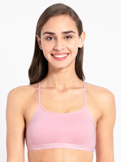 Women's Super Combed Cotton Elastane Stretch Multiway Styled Crop Top With Adjustable Straps and Stay Fresh Treatment - Candy Pink