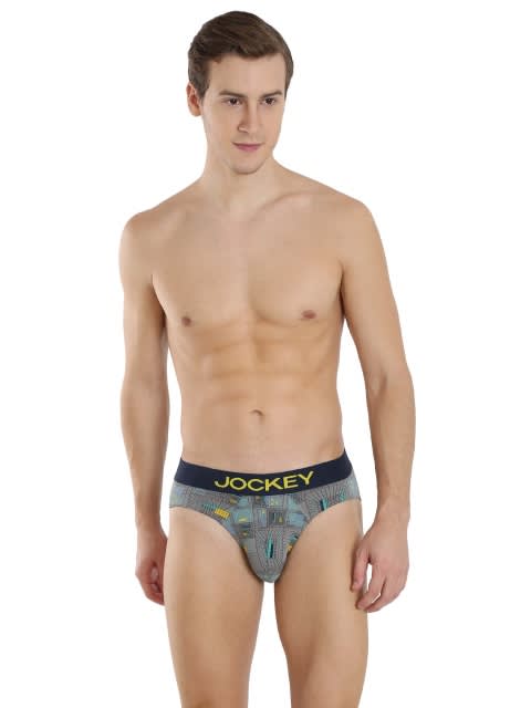 Navy with Yellow Text Printed Brief
