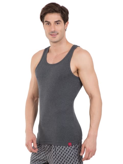 Men's Super Combed Cotton Rib Racer Back Styling Round Neck Gym Vest - Core Color(Pack of 4)