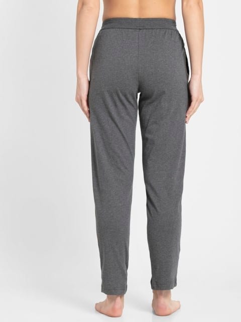 Relaxed Fit Track Pant for Women with Side Pocket & Drawstring Closure - Charcoal Melange & Dubarry