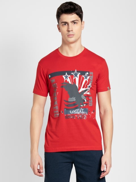 Worldly Red Print 03 Crew neck Graphic T-shirt