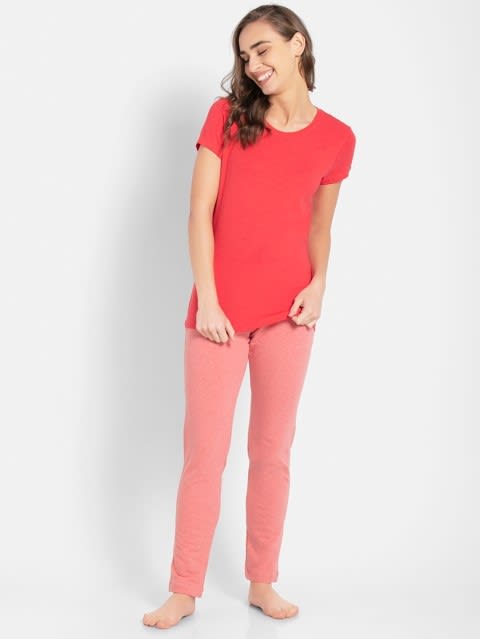 Track Pant for Women with Pocket & Drawstring Closure - Passion Red Melange
