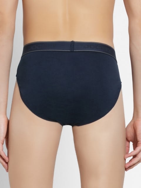 Men's Super Combed Cotton Solid Brief with Stay Fresh Properties - Navy & Black Melange