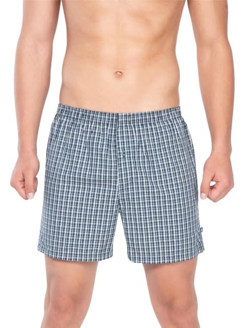Men's Super Combed Mercerized Cotton Woven Checkered Inner Boxers with Ultrasoft and Durable Inner Waistband - Assorted Checks(Pack of 2)