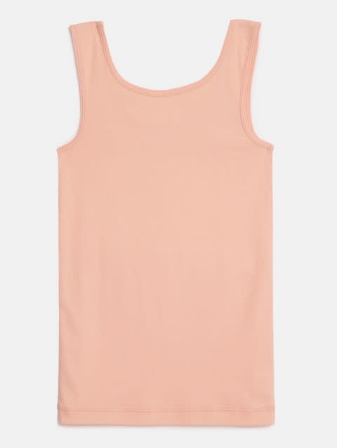 Girl's Super Combed Cotton Rib Solid Tank Top - Tropical Peach