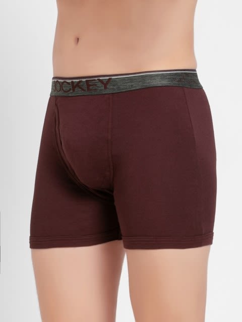 Men's Super Combed Cotton Rib Solid Boxer Brief with Ultrasoft Waistband - Mauve Wine(Pack of 2)