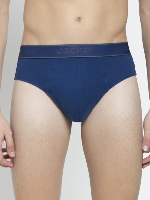 Men's Super Combed Cotton Solid Brief with Stay Fresh Properties - Estate Blue(Pack of 2)