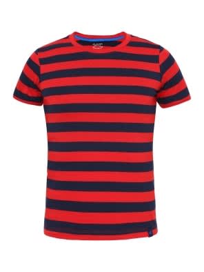 Wordly Red & Navy Boys Striped T-Shirt
