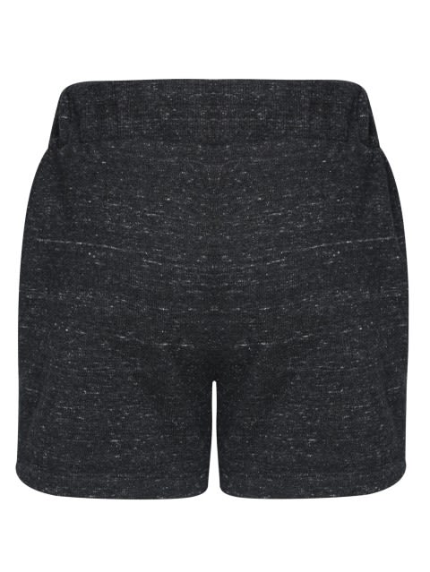 Girl's Super Combed Cotton French Terry Regular Fit Solid Shorts with Contrast Drawcord and Side Pockets - Black Snow Melange