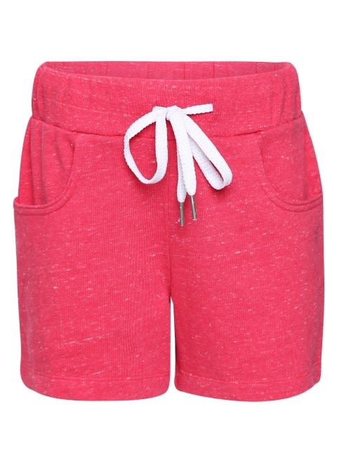 Shorts for Girls with Front Pocket & Drawstring Closure - Ruby Snow Melange