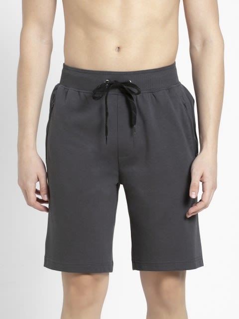Men's Super Combed Cotton Rich Straight Fit Shorts with Zipper Pockets - Graphite