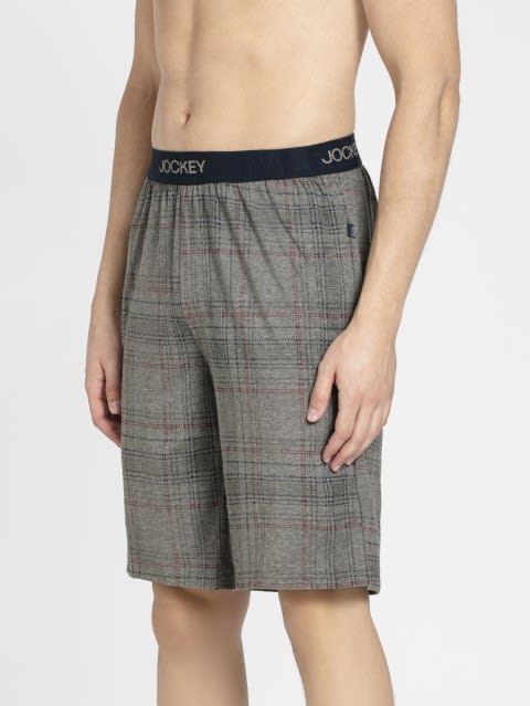 Grey Melange Check09 Regular Fit Shorts